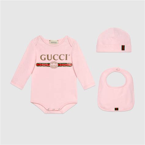 baby gucci logo cotton gift set|Gucci baby grow girl.